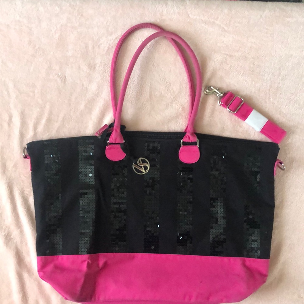 Victorias Secret black/pink tote